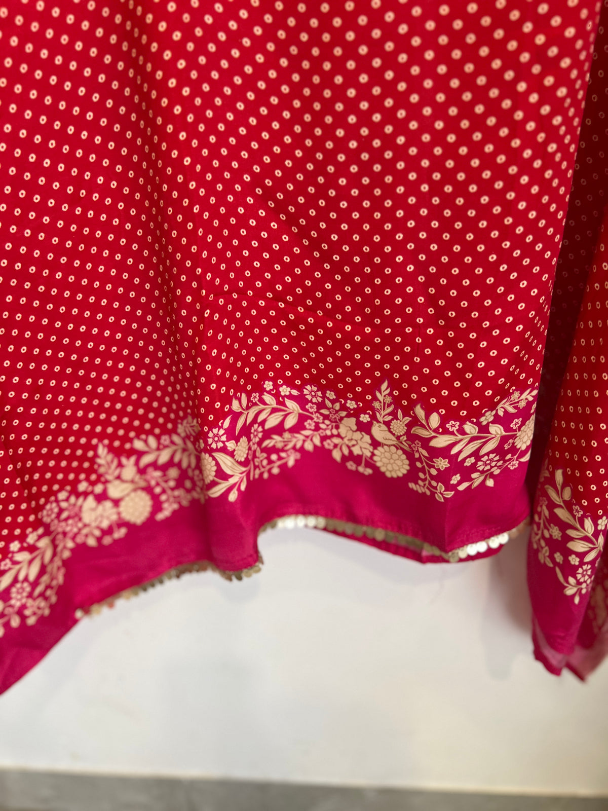 Rani Pink Bird & Bloom  Gajji Suit Set