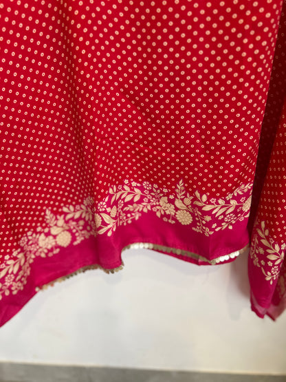Rani Pink Bird & Bloom  Gajji Suit Set