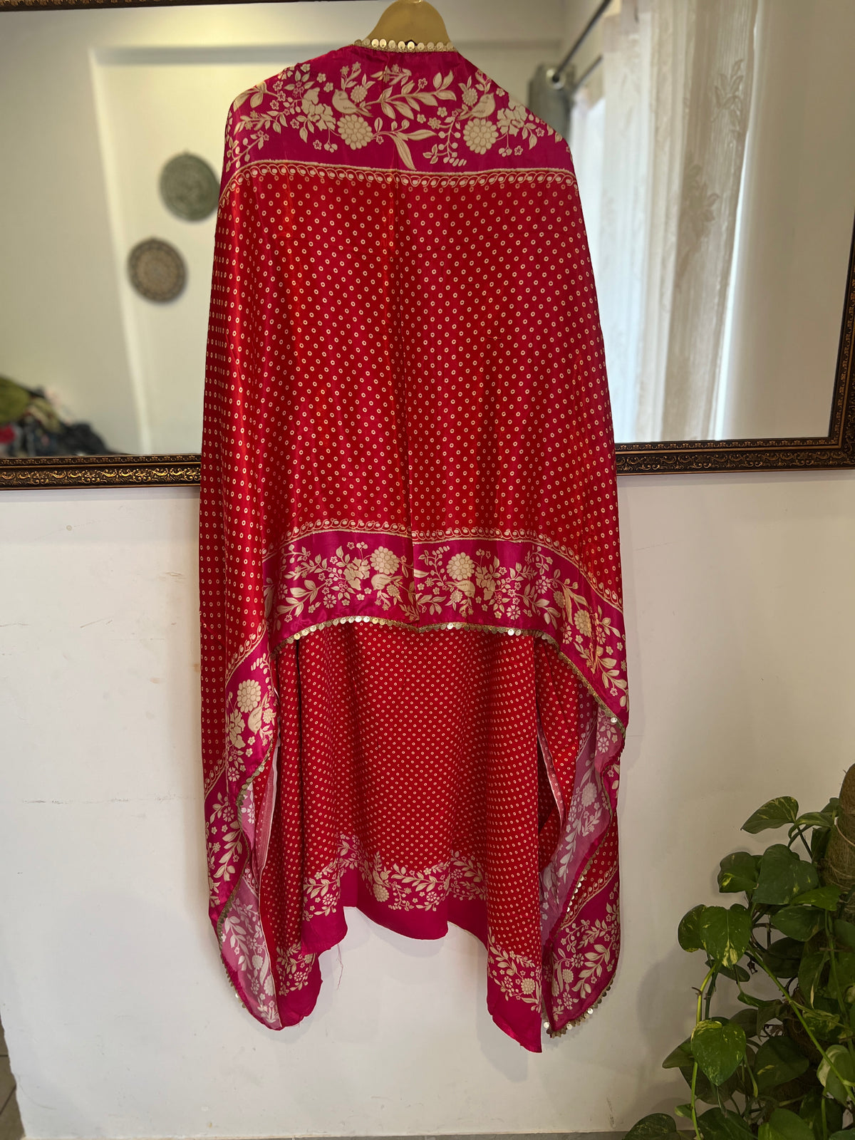 Rani Pink Bird & Bloom  Gajji Suit Set