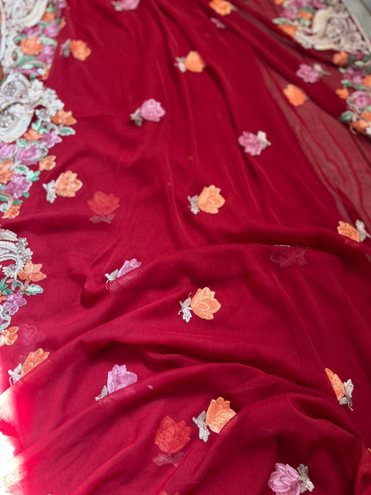 Ruby Kashmiri Modal Cotton Suit Set with Chiffon Embroidered Dupatta