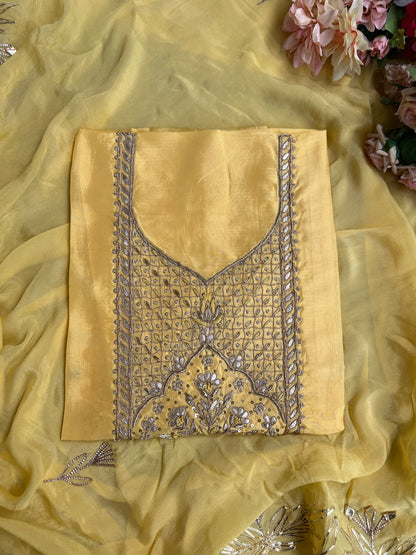 Golden Yellow Charm – Exquisite Handwork Suit