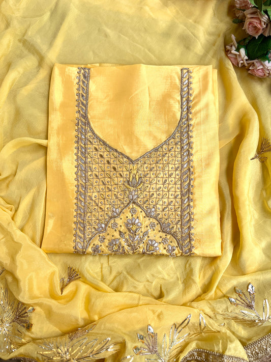 Golden Yellow Charm – Exquisite Handwork Suit