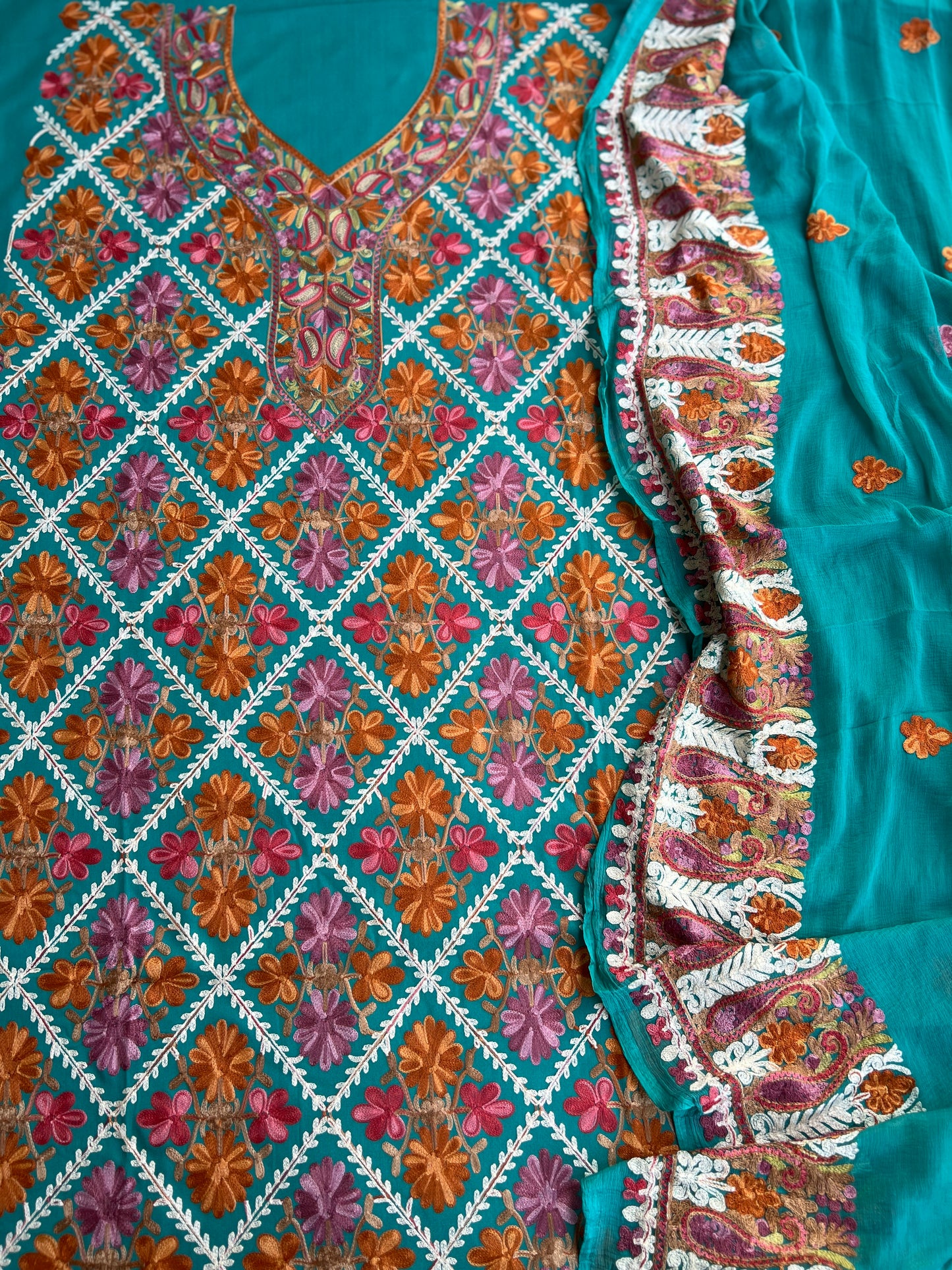 Teal Green Kashmiri Full Jaal Embroidered Salwar Suit