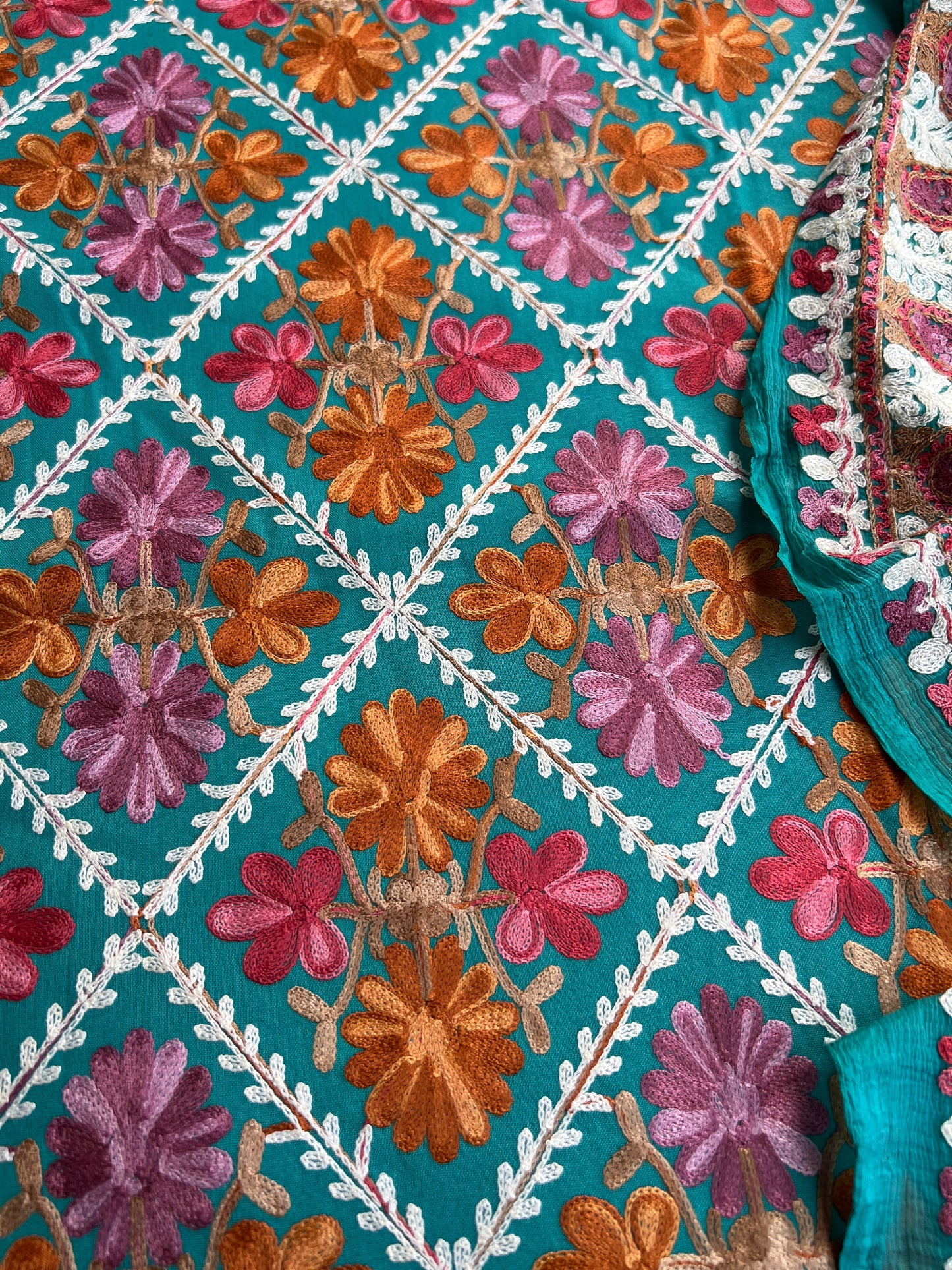 Teal Green Kashmiri Full Jaal Embroidered Salwar Suit