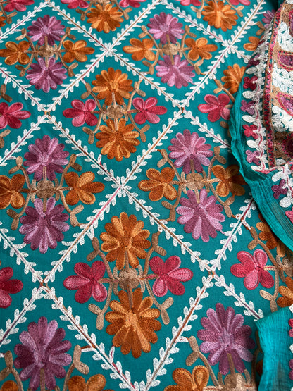 Teal Green Kashmiri Full Jaal Embroidered Salwar Suit