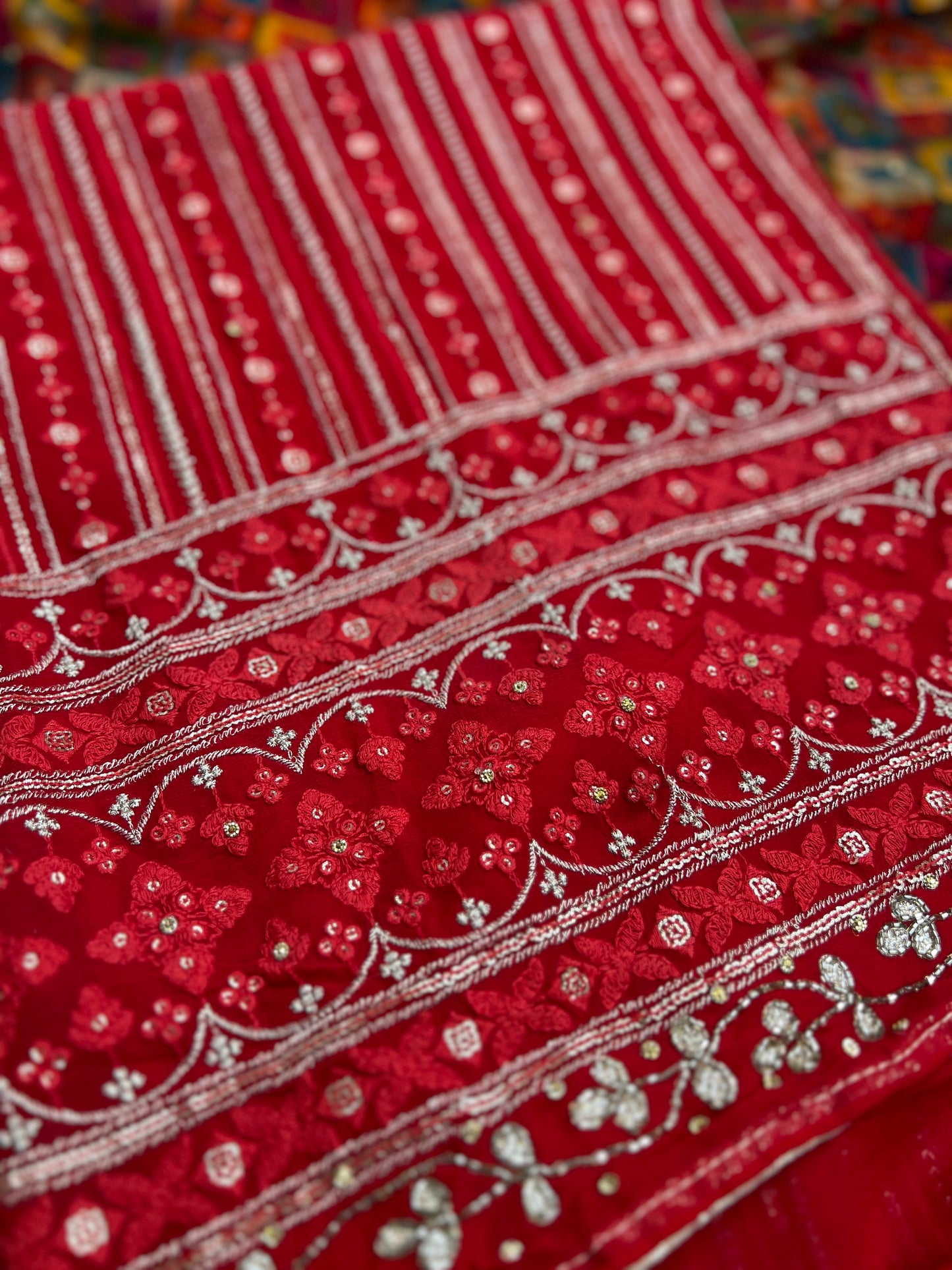 Elegant Georgette Chikankari Suit with Handcrafted Dupatta