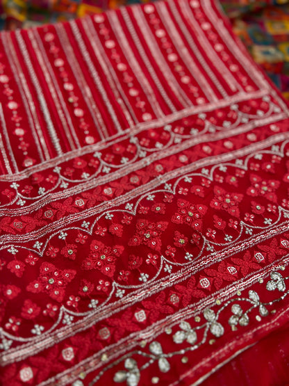 Elegant Georgette Chikankari Suit with Handcrafted Dupatta