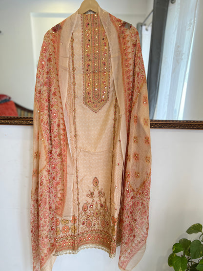 Mirror & Cutdana Embellished Russian Silk Suit Set