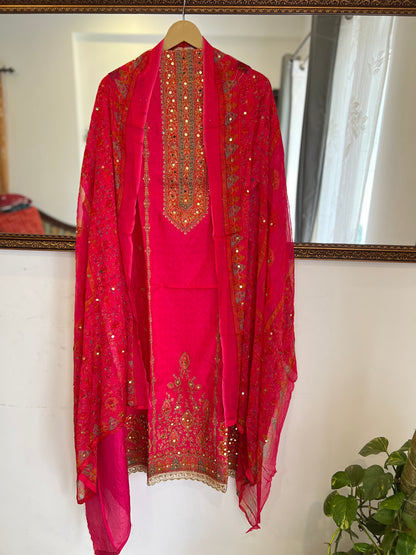 Mirror & Cutdana Embellished Russian Silk Suit Set