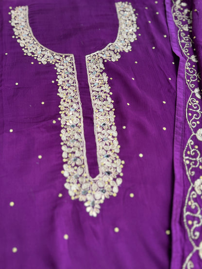 Majestic Purple – Premium Chinnon with Kalkatta Handwork