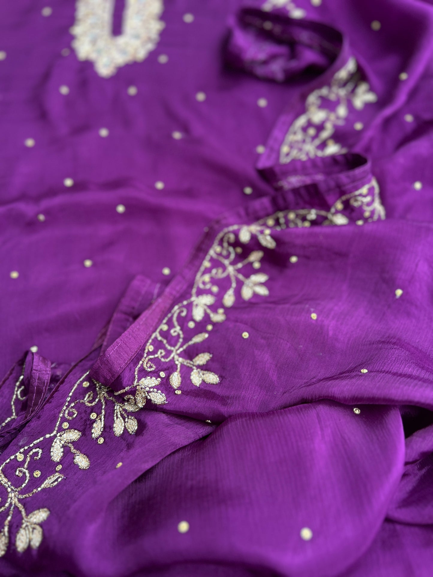 Majestic Purple – Premium Chinnon with Kalkatta Handwork