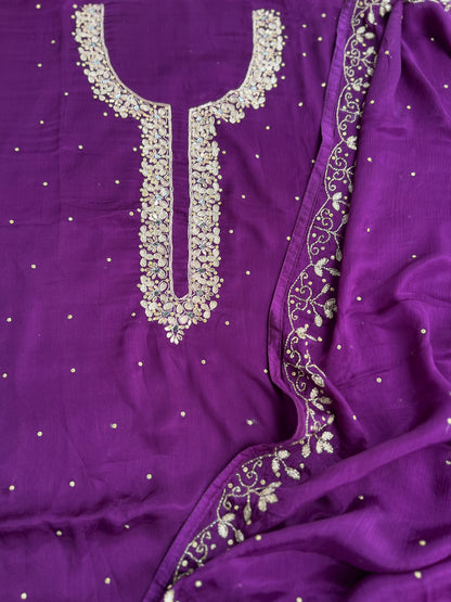 Majestic Purple – Premium Chinnon with Kalkatta Handwork