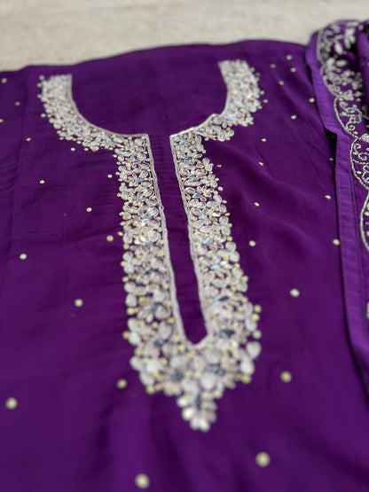Majestic Purple – Premium Chinnon with Kalkatta Handwork