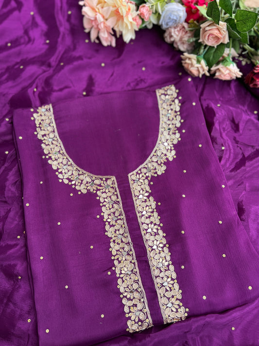 Majestic Purple – Premium Chinnon with Kalkatta Handwork