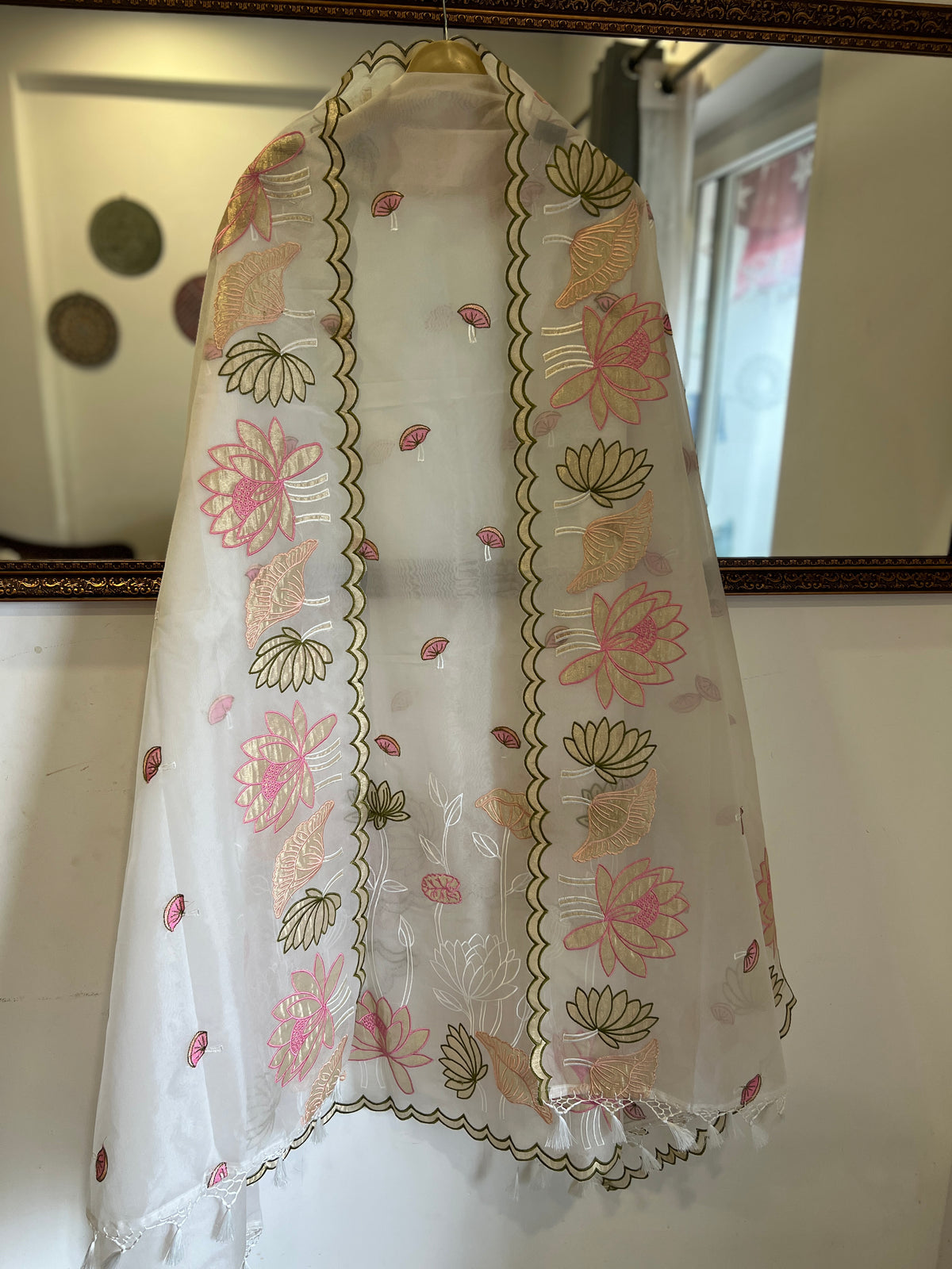 Ivory Tissue Cutwork Appliqué Suit Set
