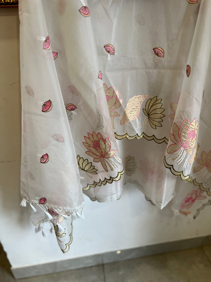 Ivory Tissue Cutwork Appliqué Suit Set