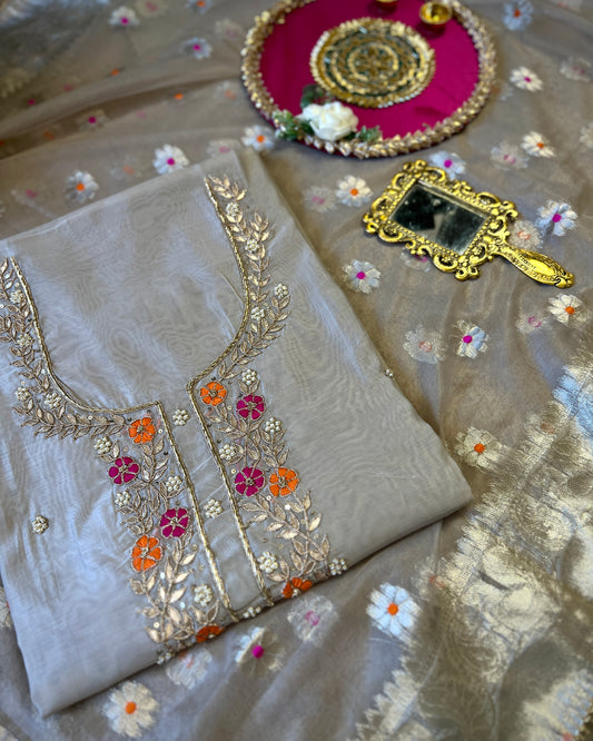 Ivory Glow – Chanderi Silk with Tissue Dupatta ✨