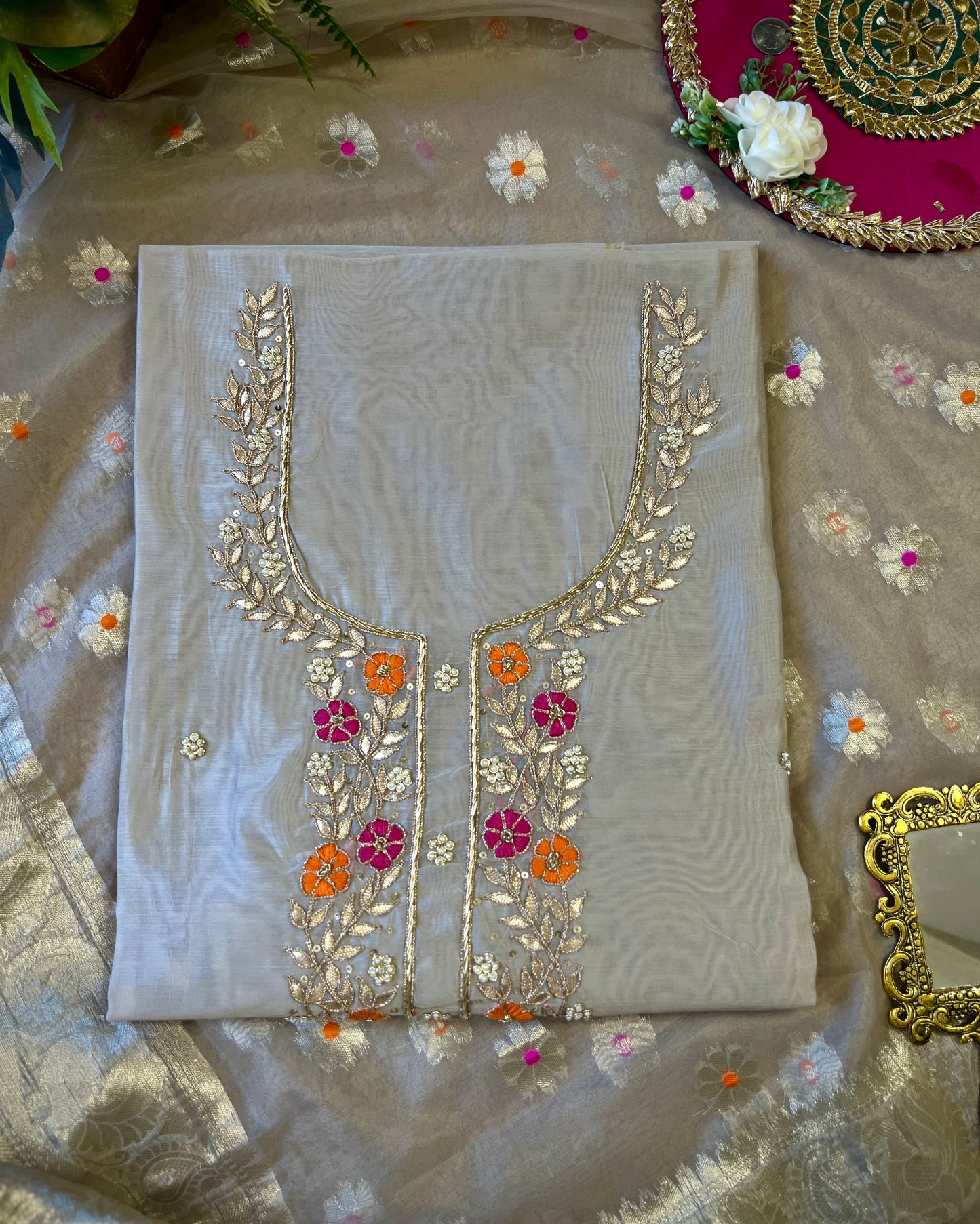 Ivory Glow – Chanderi Silk with Tissue Dupatta ✨
