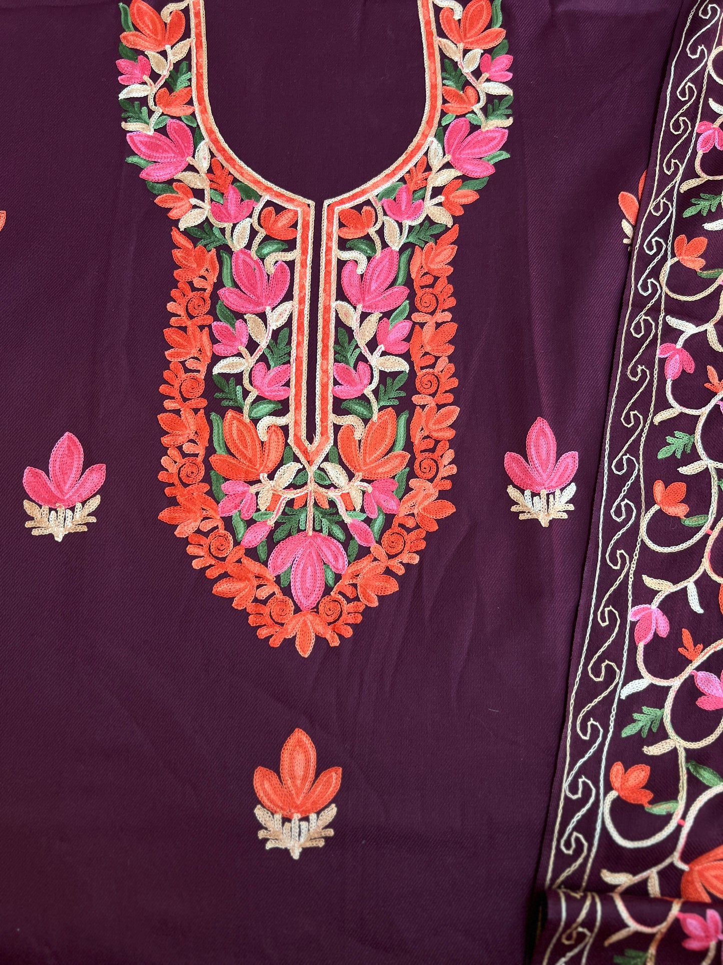 Plum Rosé Unstitched Woolen Kashmiri Suit Set