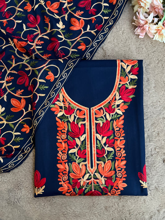 Azure Bloom Unstitched Woolen Kashmiri Suit Set