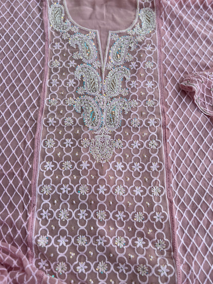 Exclusive Georgette Chikankari Salwar Suit with Intricate Handwork & Pure Dupatta