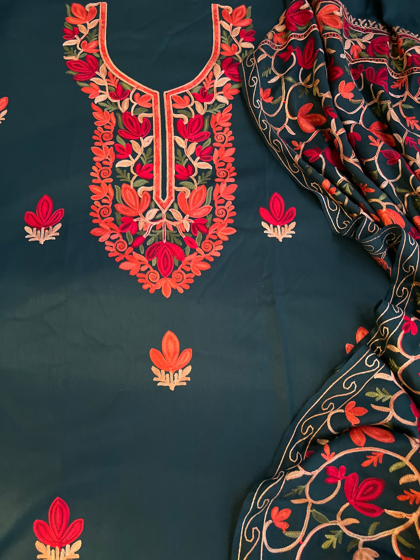 Forest Bloom Unstitched Woolen Kashmiri Suit Set