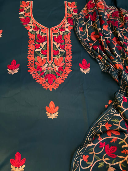 Forest Bloom Unstitched Woolen Kashmiri Suit Set