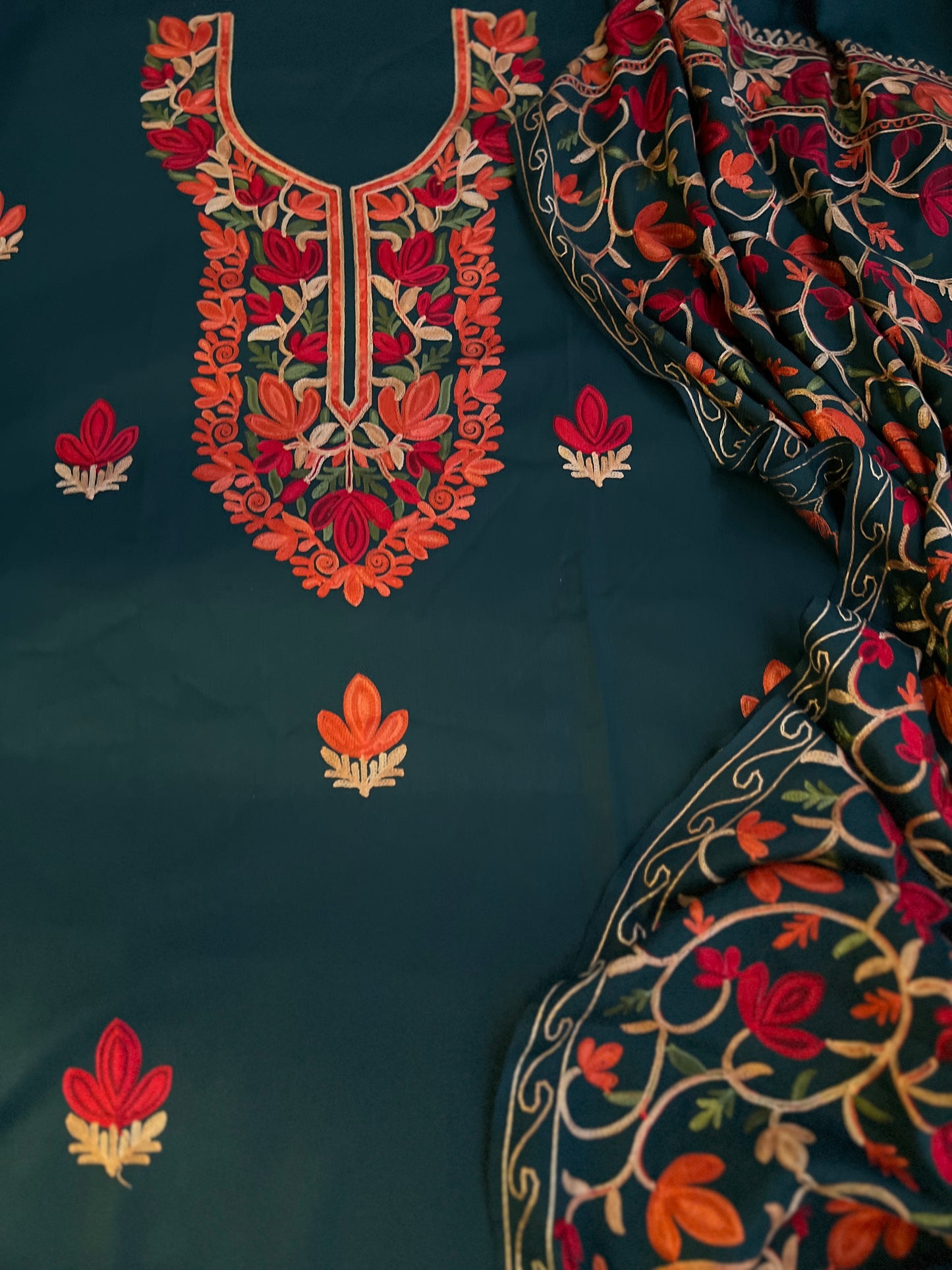 Forest Bloom Unstitched Woolen Kashmiri Suit Set