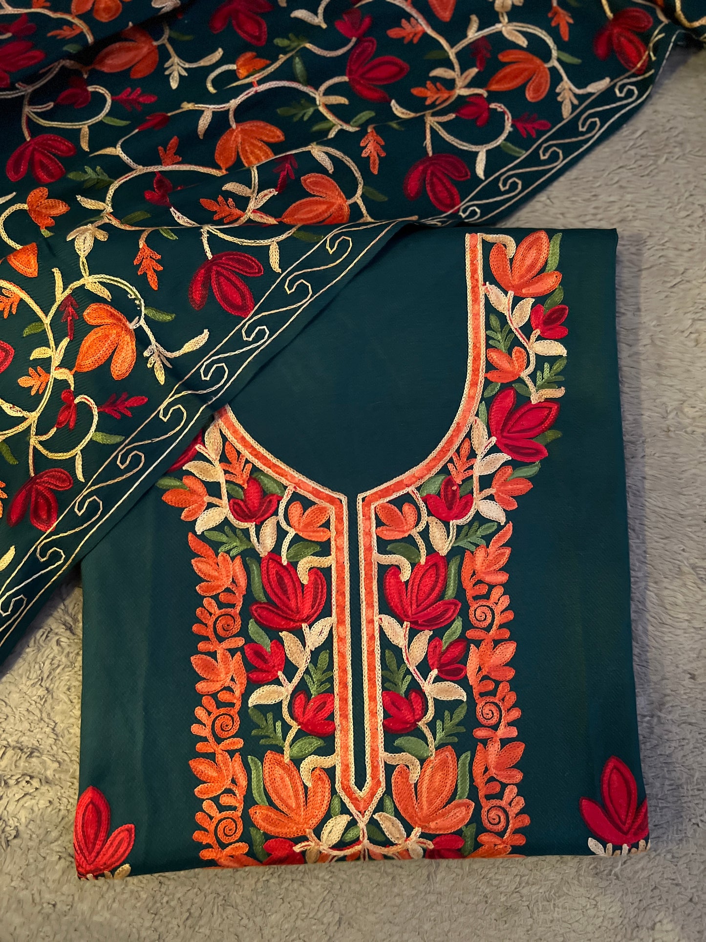 Forest Bloom Unstitched Woolen Kashmiri Suit Set