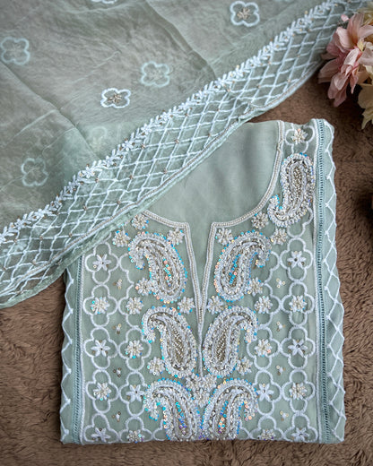 Exclusive Georgette Chikankari Salwar Suit with Intricate Handwork & Pure Dupatta