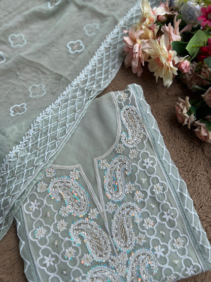 Exclusive Georgette Chikankari Salwar Suit with Intricate Handwork & Pure Dupatta