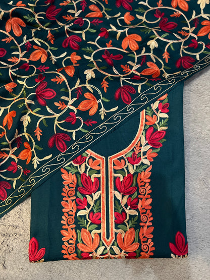 Forest Bloom Unstitched Woolen Kashmiri Suit Set