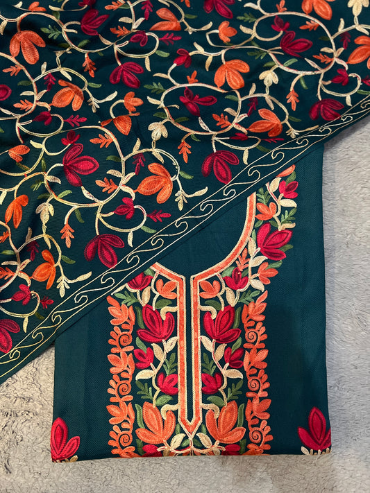 Forest Bloom Unstitched Woolen Kashmiri Suit Set