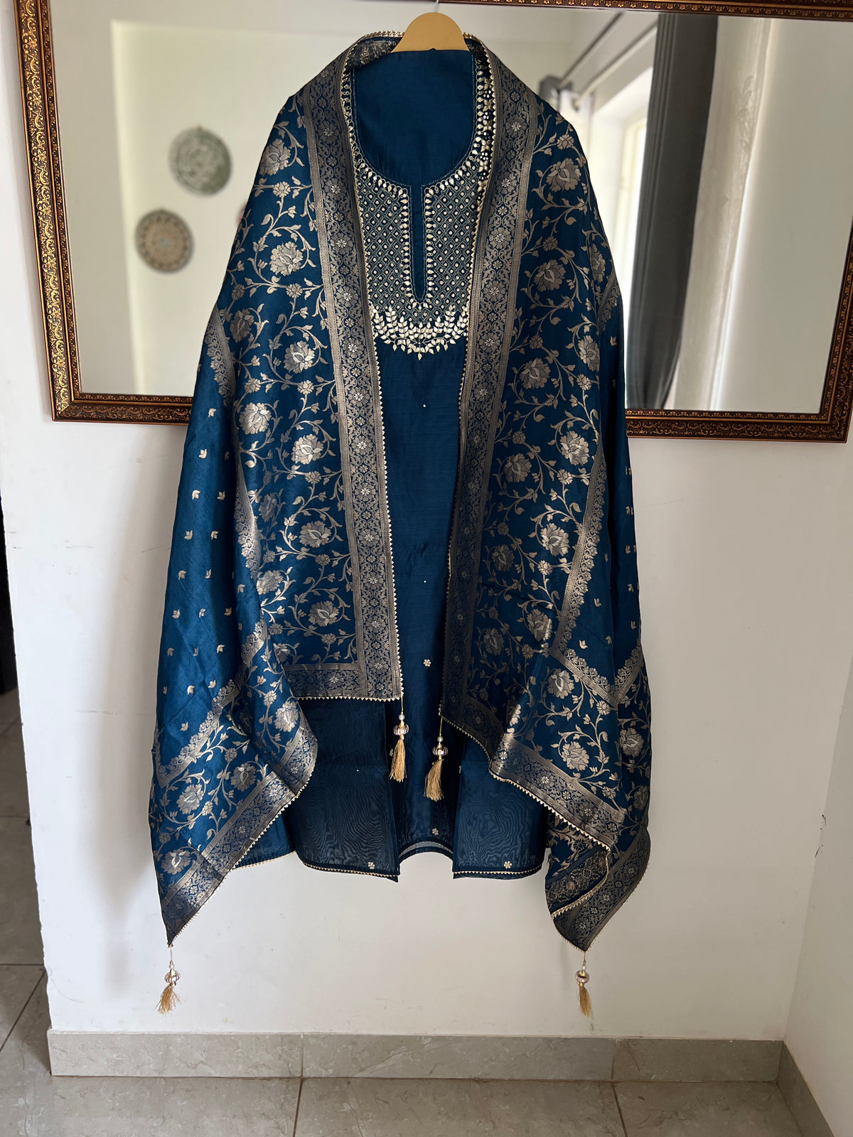 Royal Blue  Chanderi Suit with Banarasi Dupatta