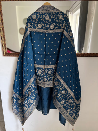 Royal Blue  Chanderi Suit with Banarasi Dupatta