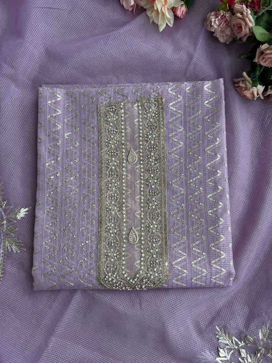 Lilac Kota Gota Doriya Unstitched Salwar Suit with Stunning Gota Phool Dupatta