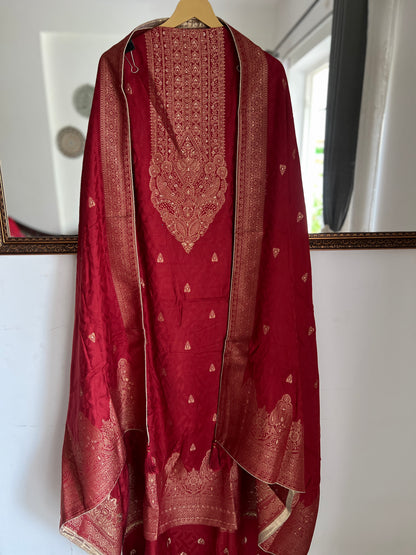Royal Pashmina Banarasi Weaving Salwar Suit Set – Winter Wedding Edit