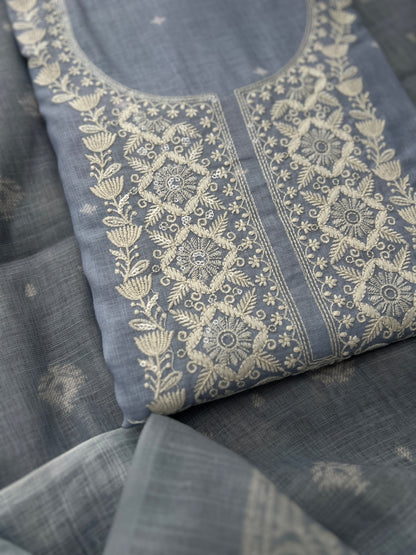 Soft-Toned Linen Sets with Intricate Thread Work
