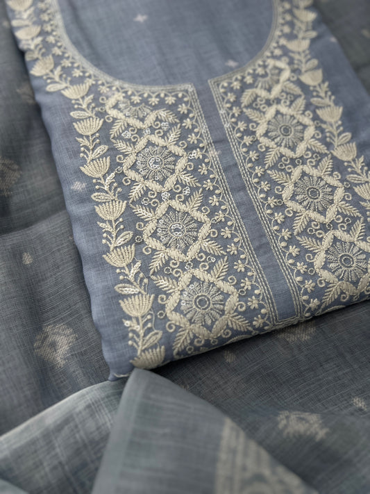 Soft-Toned Linen Sets with Intricate Thread Work