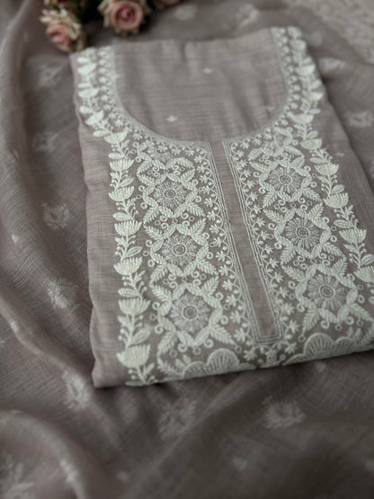 Soft-Toned Linen Sets with Intricate Thread Work