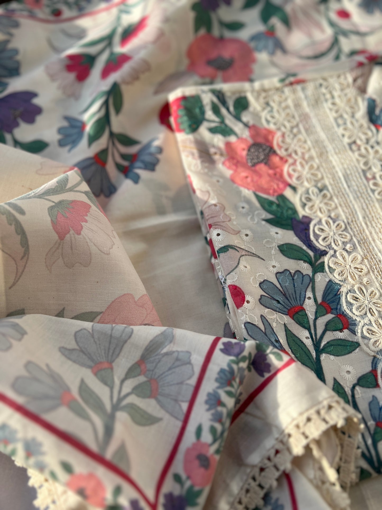 Floral Charm with Chikankari & Lace Elegance