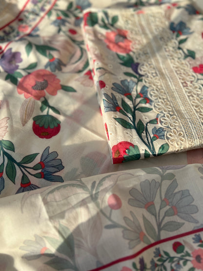 Floral Charm with Chikankari & Lace Elegance