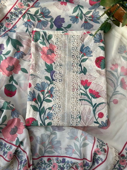 Floral Charm with Chikankari & Lace Elegance