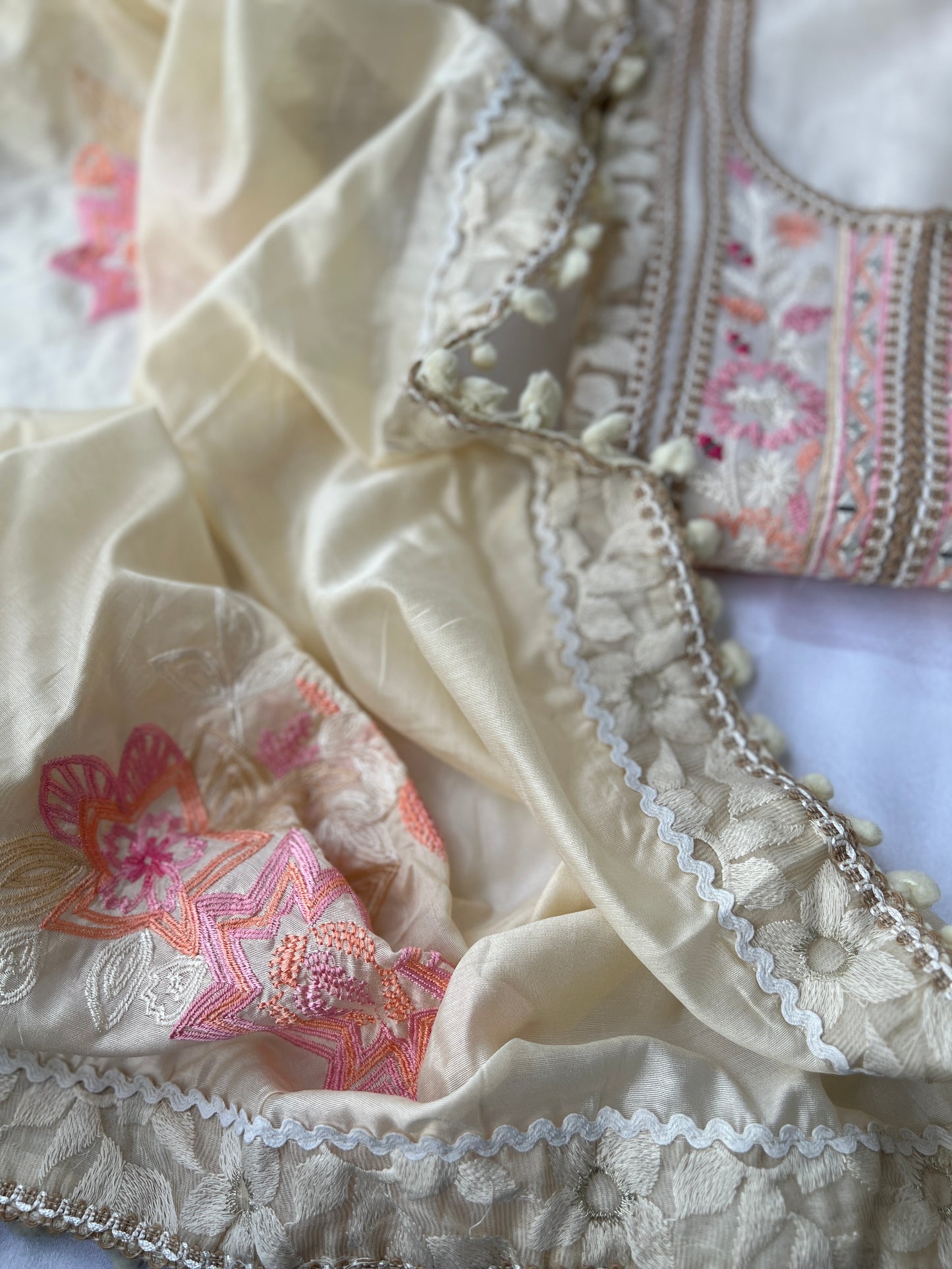 Mal Chanderi & Embroidered Florals