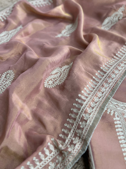 Golden Elegance – Shimmer Silk Ready to Wear Suit with Intricate Embroidery & Lace Detailing