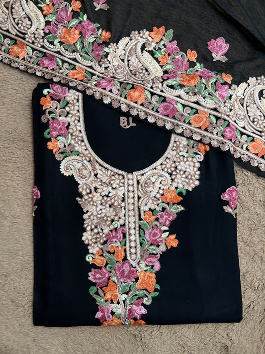 Black elegance with timeless Kashmiri charm ✨