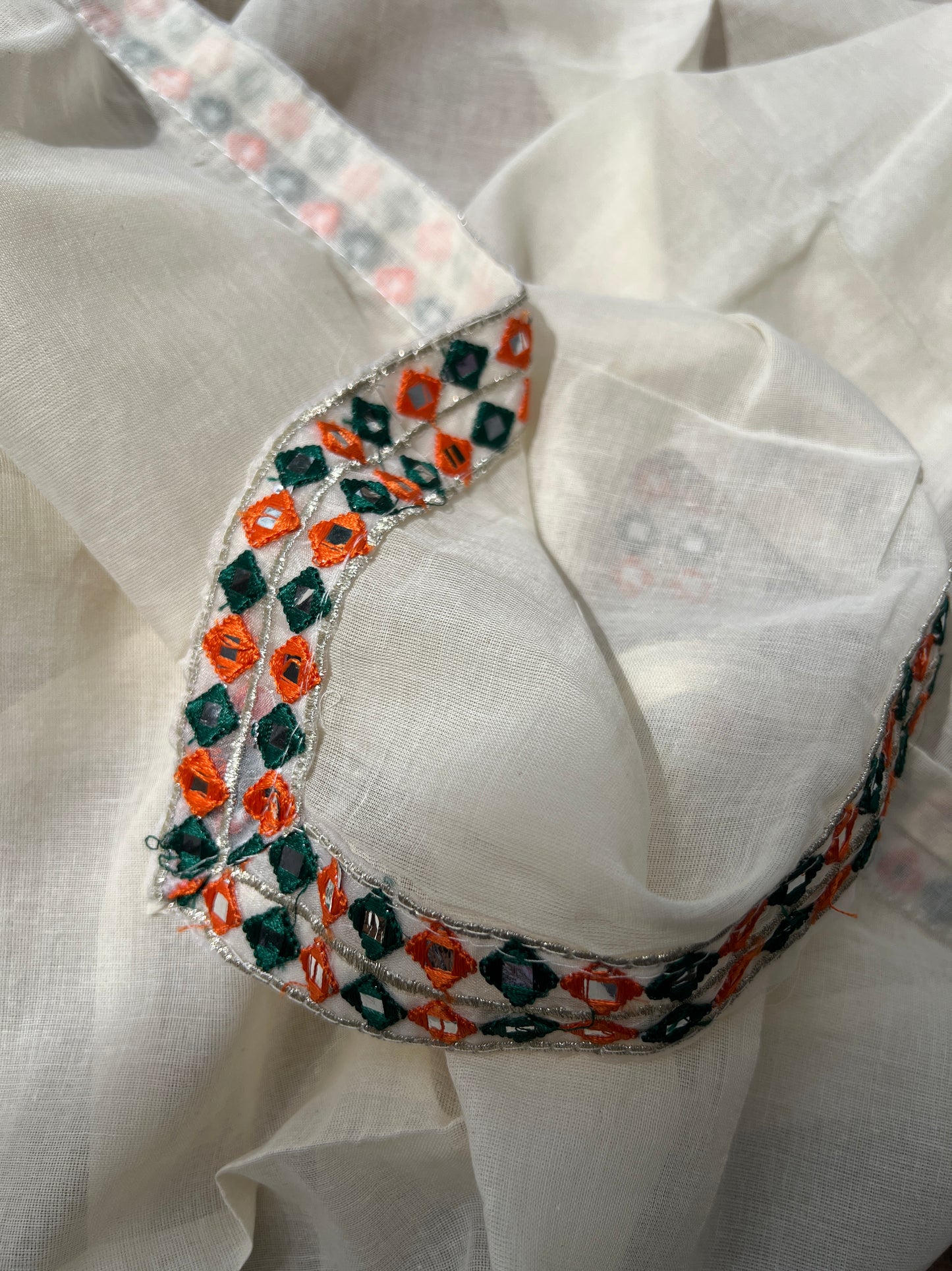 Mirror & Thread Embroidered  Cotton suit set