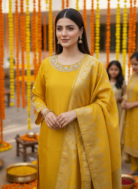 Radiant Mustard with Exquisite Zardozi Detailing