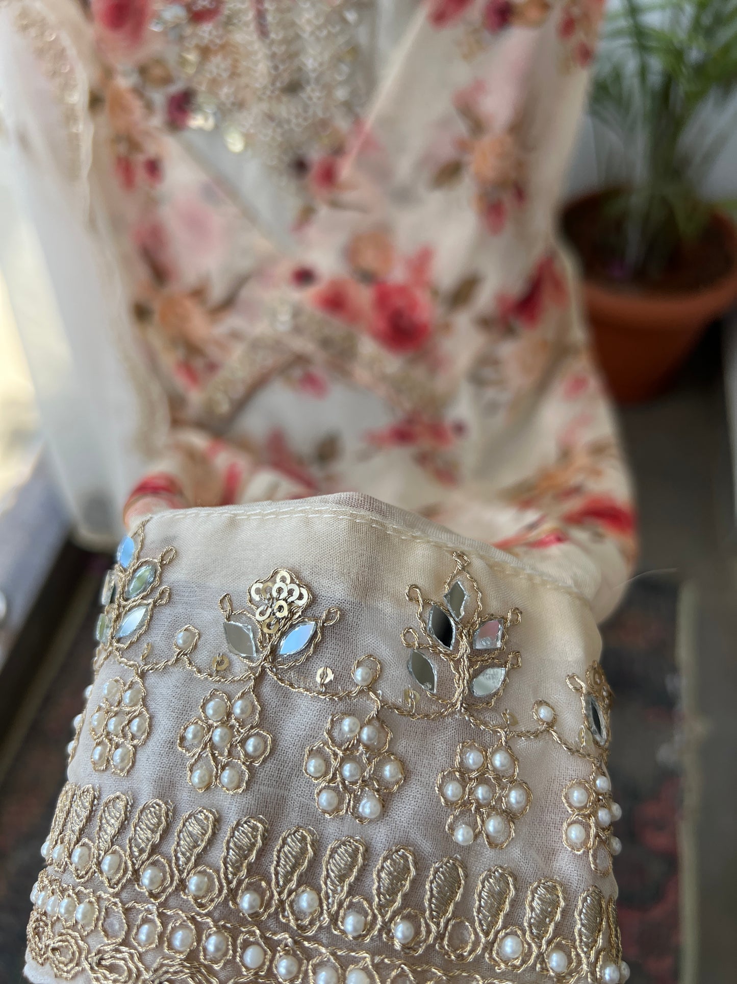 Elegance in Bloom – Ready to Wear Organza Handwork Salwar Suit with Net Embroidered Dupatta