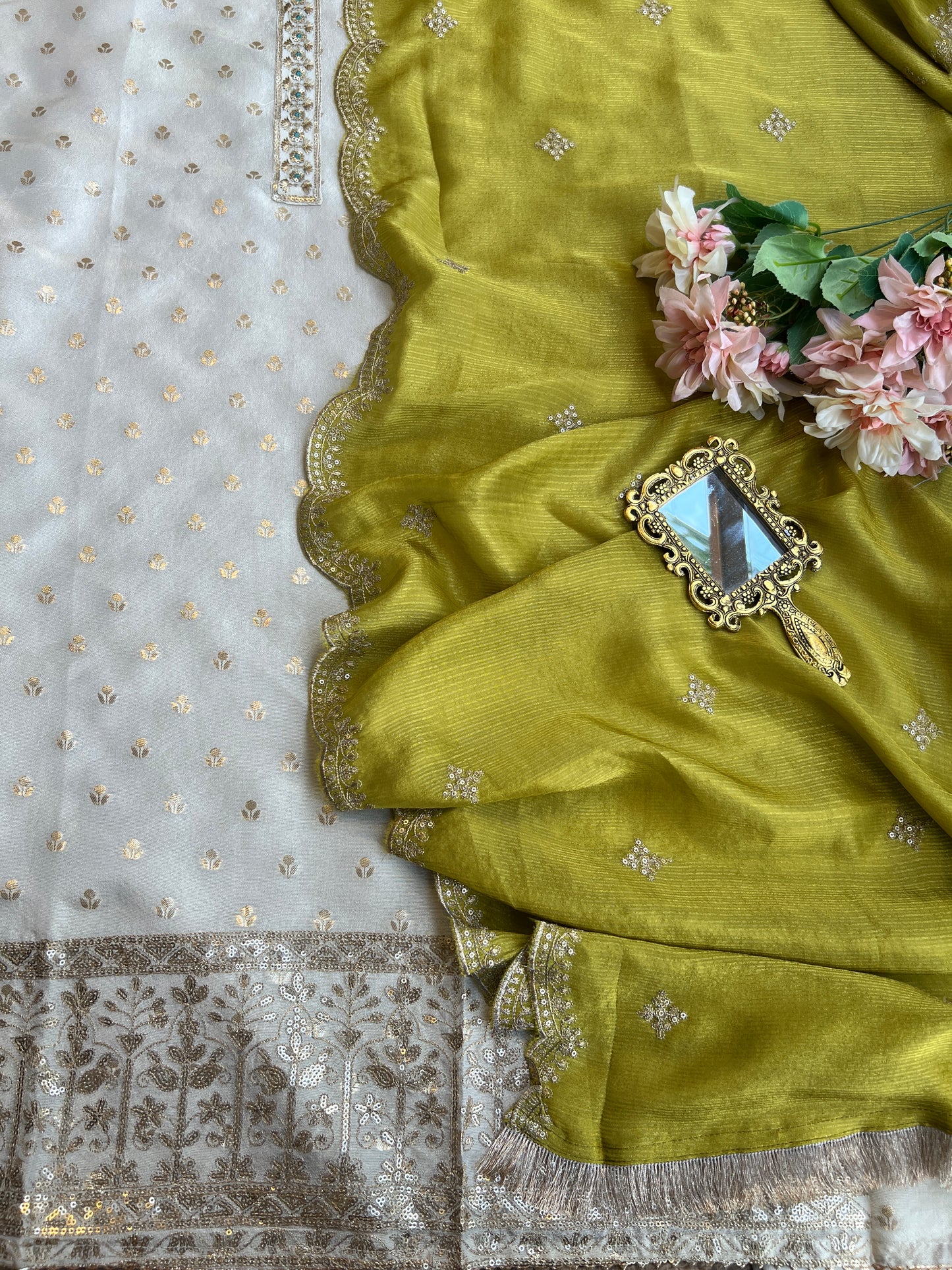 Ivory Elegance with a Soft Shimmer Glow ✨